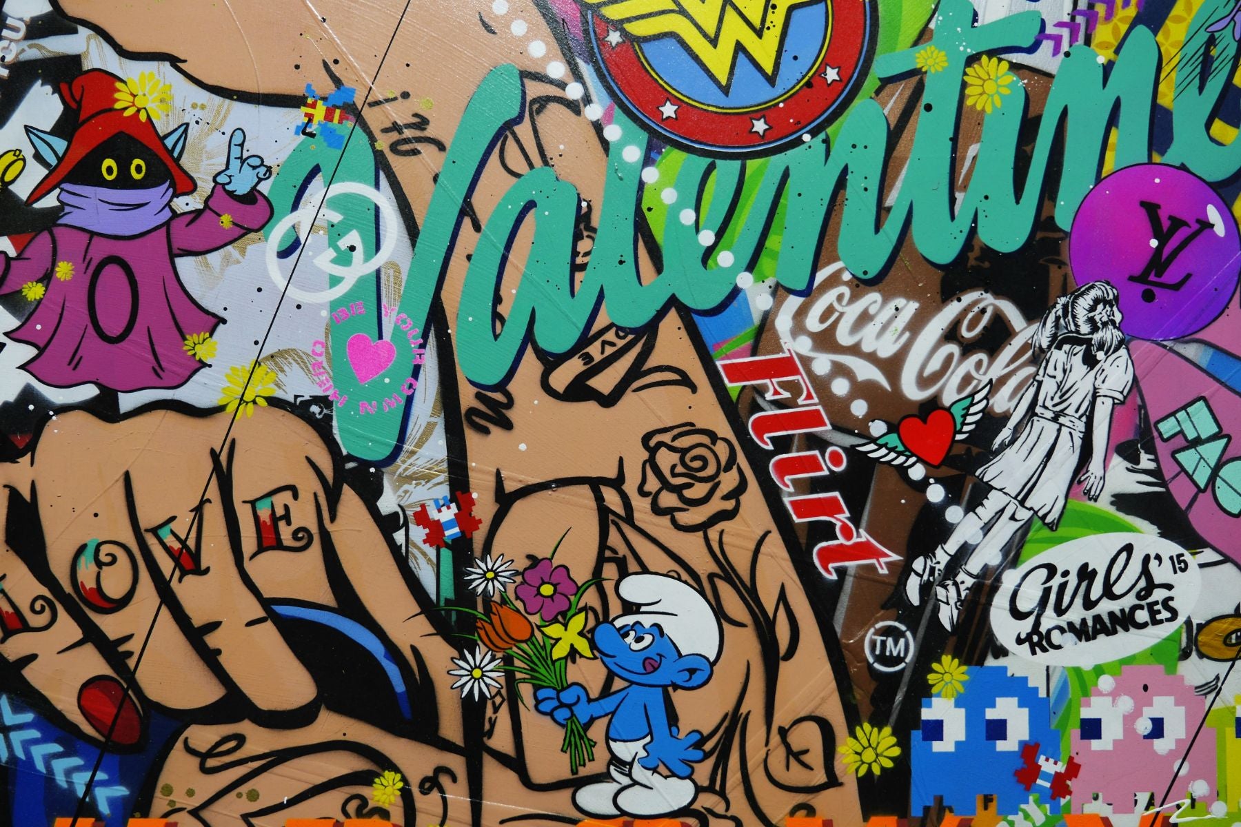 Rosie Valentine 240cm x 100cm Rosie the Riveter Textured Urban Pop Art Painting (SOLD)
