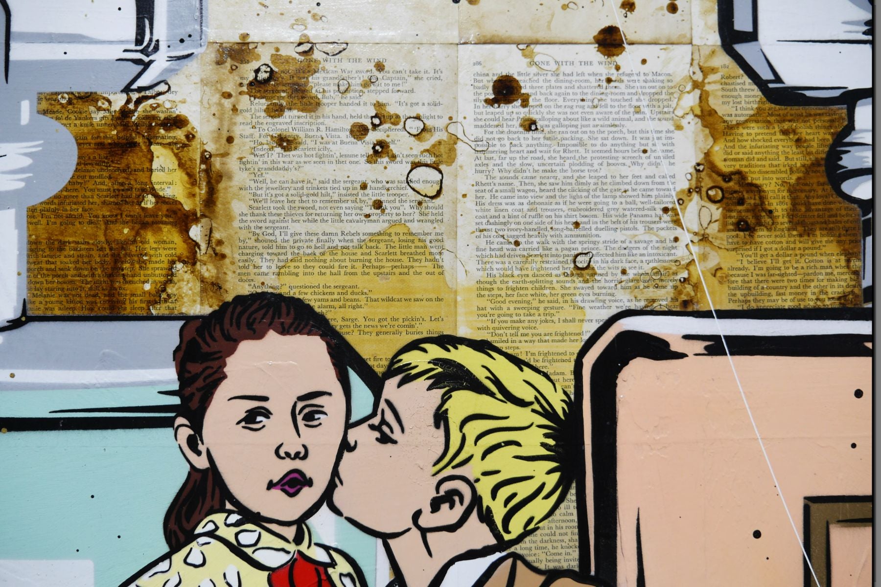 Perfume Kisses 190cm x 100cm Romantic Book Pages Urban Pop Art Painting