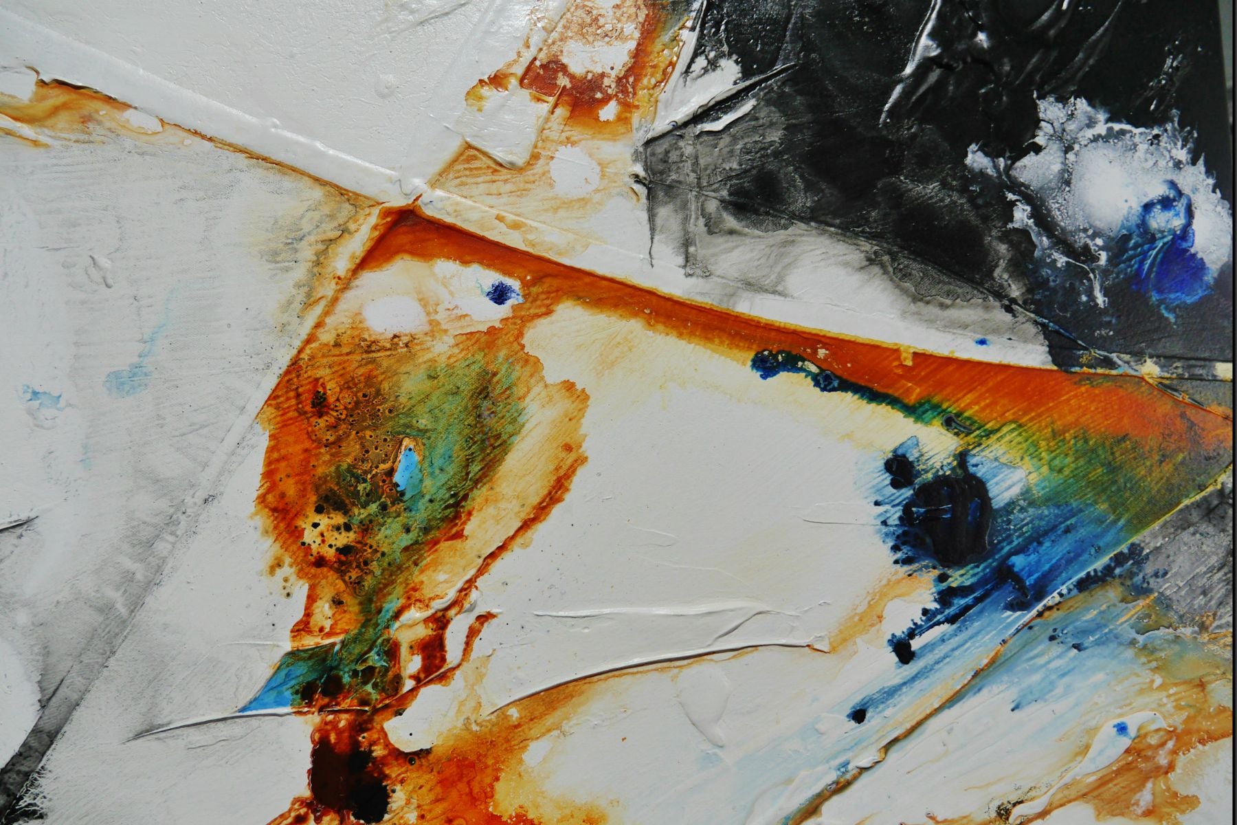 Evoque 240cm x 100cm White Rust Black Cobalt Textured Abstract Painting
