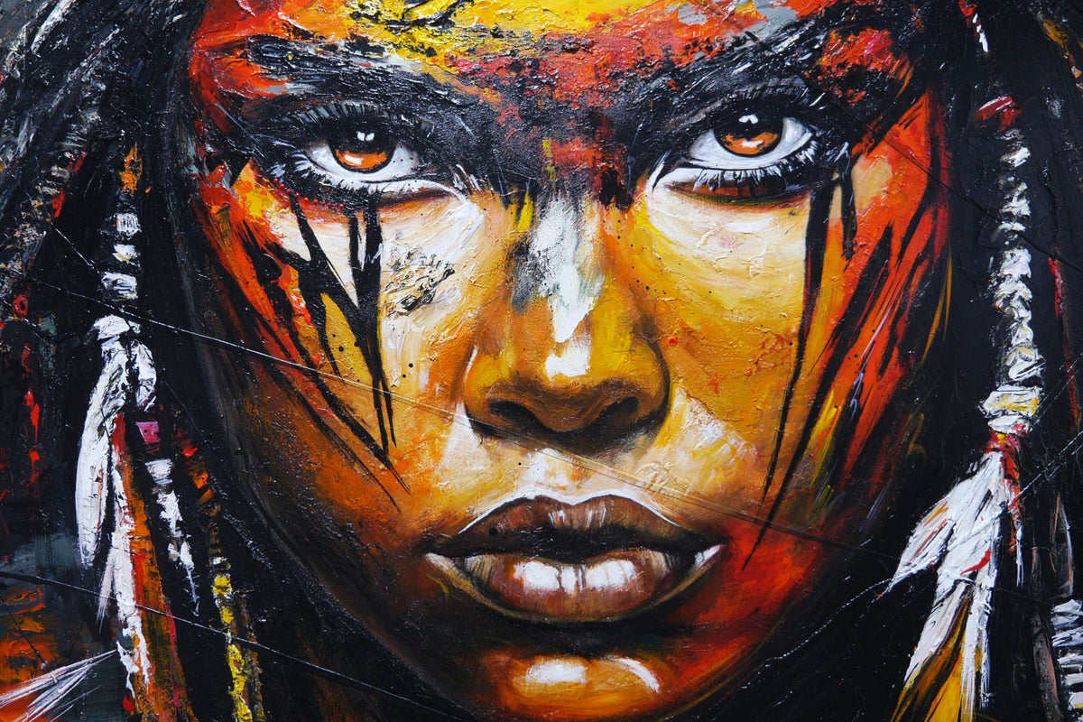 Onyx 190cm x 100cm FRAMED Warrior Abstract Realism Textured Painting
