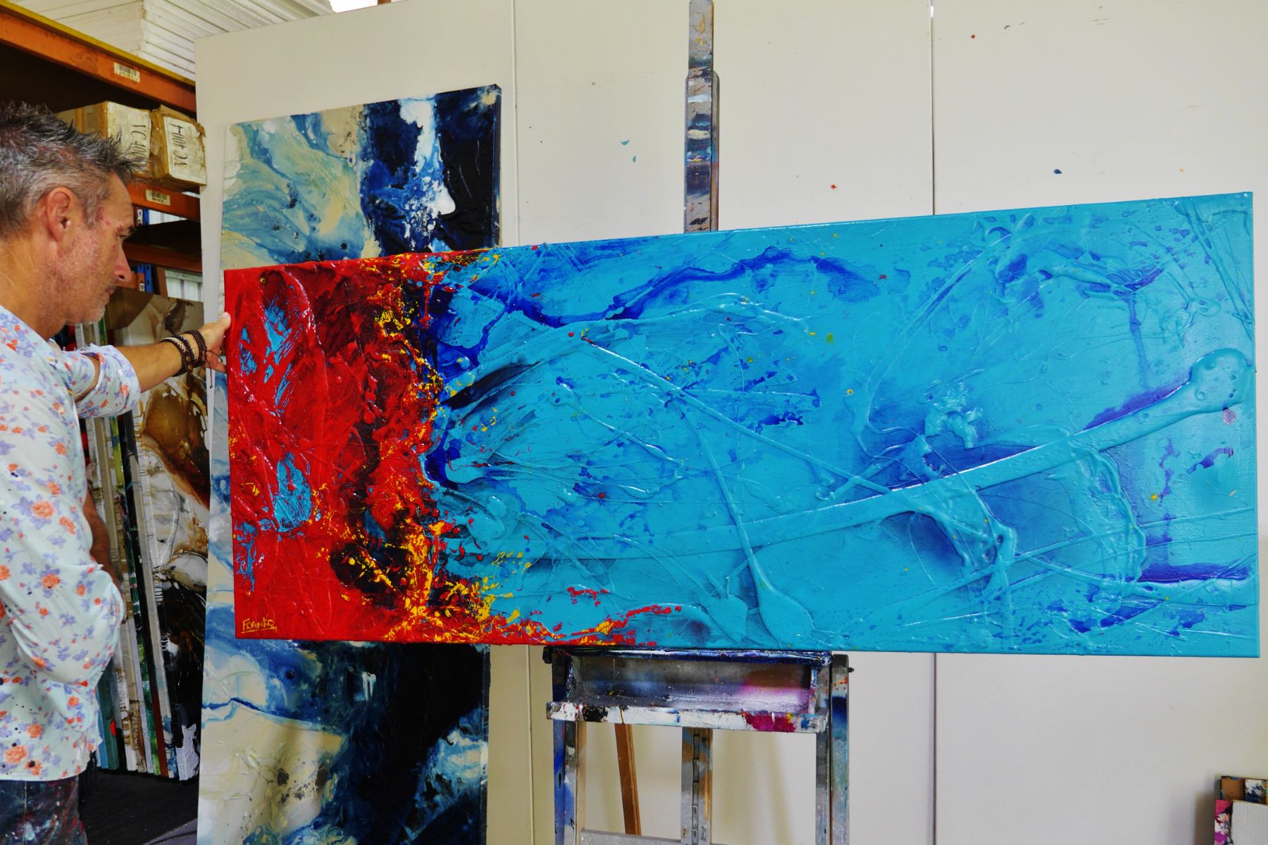 Cobalt Dragon 200cm x 80cm Textured Abstract Painting (SOLD)