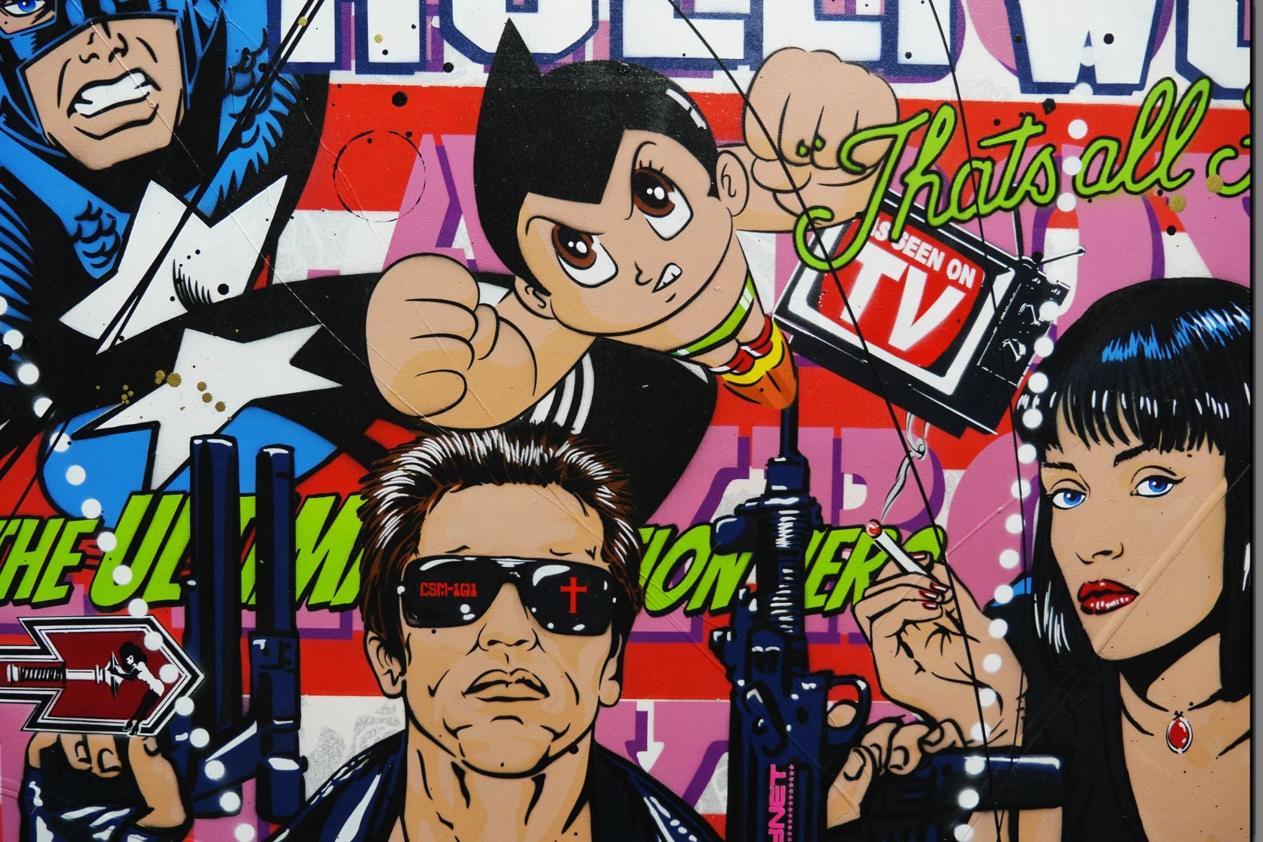 Bedtime Stories 200cm x 120cm Tarantino Textured Urban Pop Art Painting (SOLD)