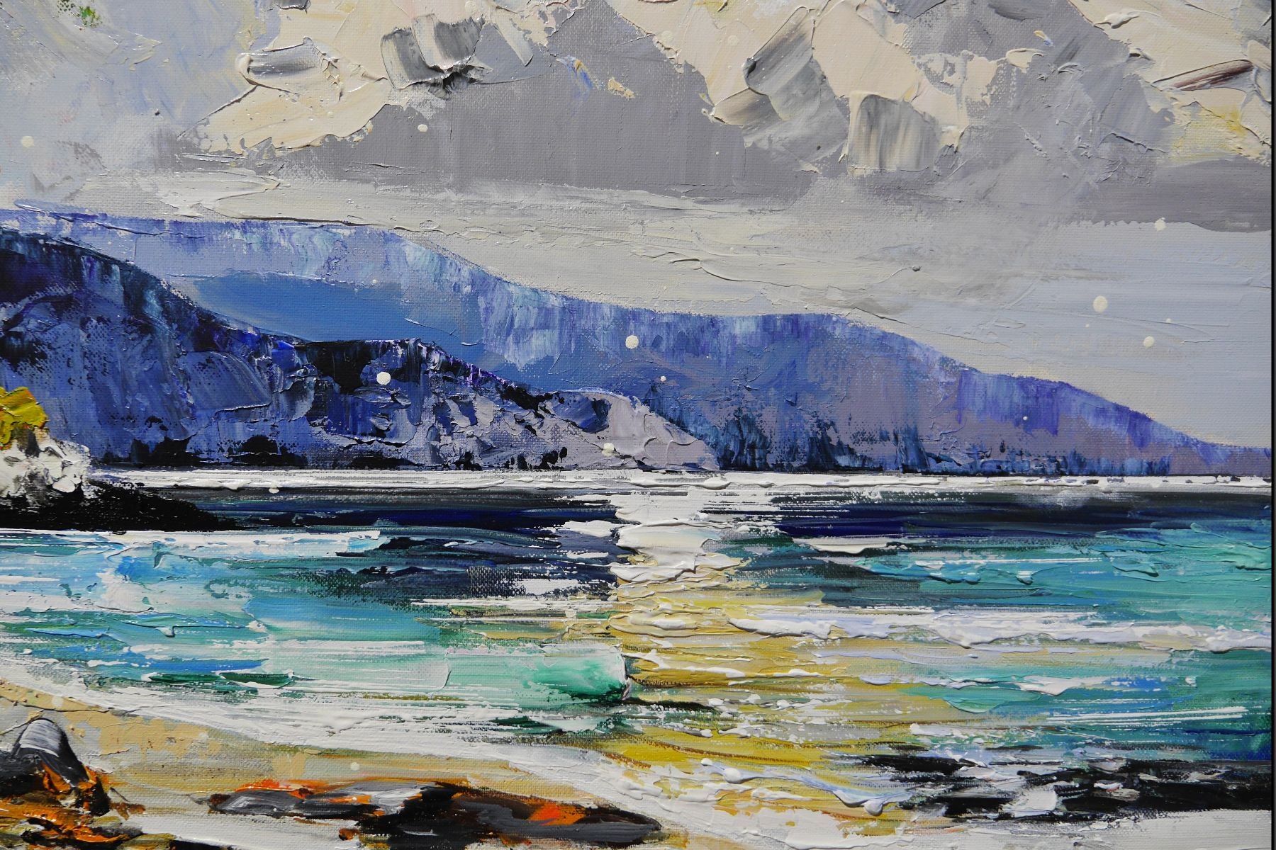 Paradise Beach 160cm x 100cm FRAME INC Australian Beach Landscape Abstract Realism Textured Painting