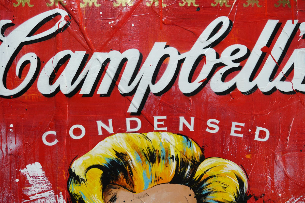 Tomato Marilyn Soup 140cm x 100cm Campbell's Soup Textured Urban Pop Art Painting (SOLD)