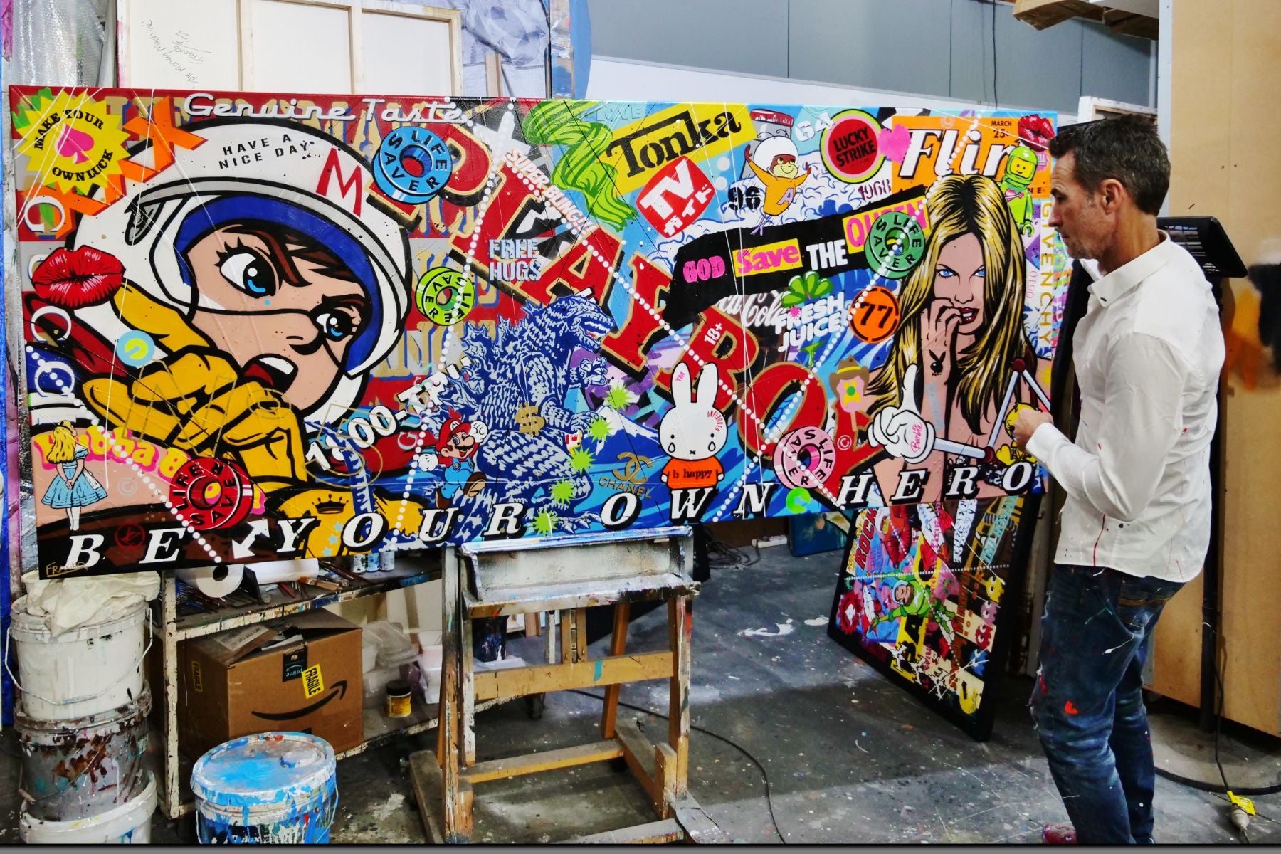 Speeding thru life 240cm x 100cm Speed Racer Textured Urban Pop Art Painting (SOLD)-Urban Pop Art-[Franko_Artist]-[The_Block]-[Dream_Homes]-[ideas]- [Grand_Designs]-Franklin Art Studio
