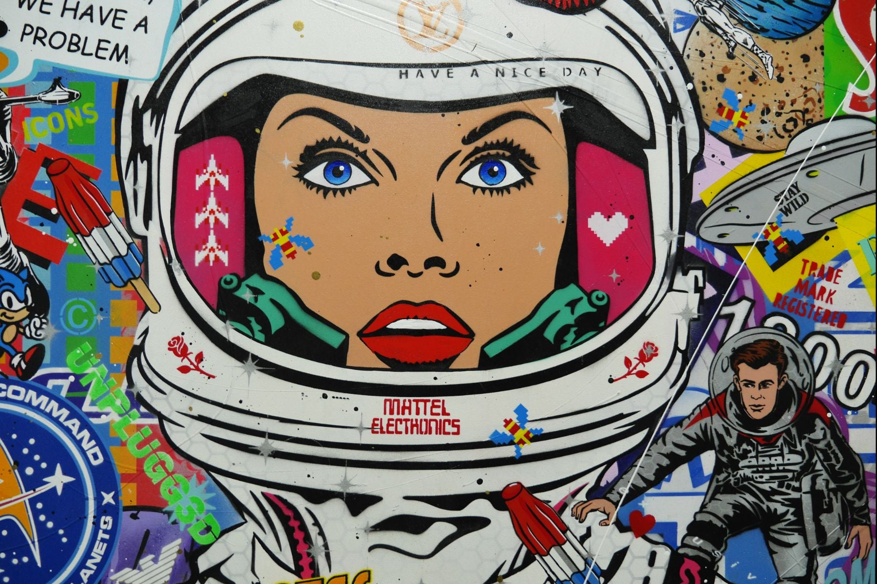 Space Viben 200cm x 120cm Space Cadet Textured Urban Pop Art Painting (SOLD)