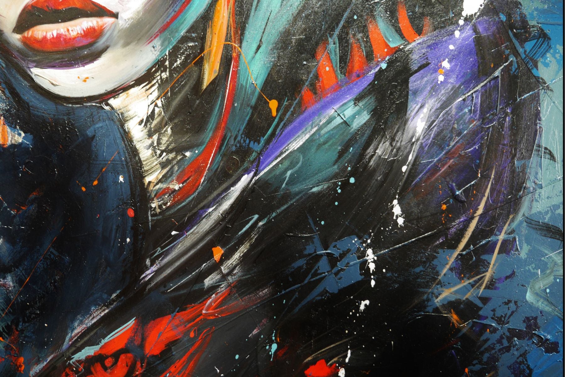 Mahou 120cm x 120cm FRAMED Geisha Abstract Realism Textured Painting