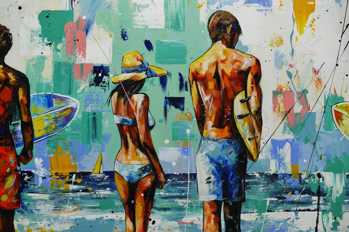 Summer 190cm x 100cm Surfing Textured Abstract Realism Painting