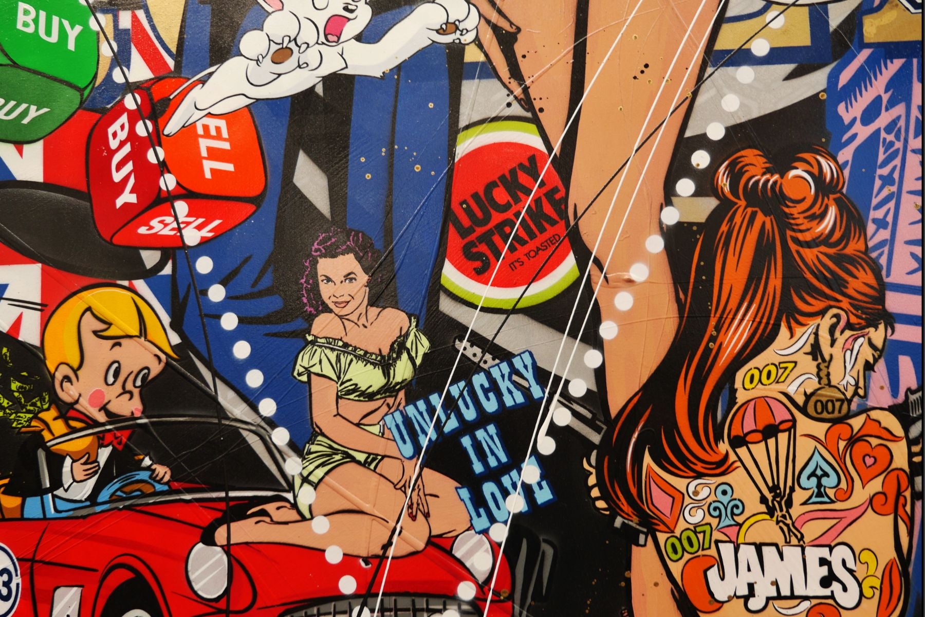 James and Honey 120cm x 150cm James Bond Textured Urban Pop Art Painting (SOLD)