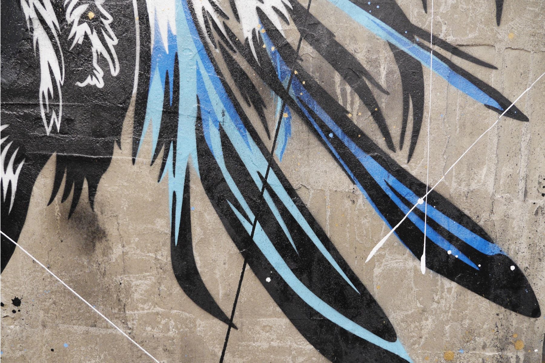 Blue Feathers 100cm x 140cm Indian Headdress Concrete Textured Urban Pop Art Painting (SOLD)