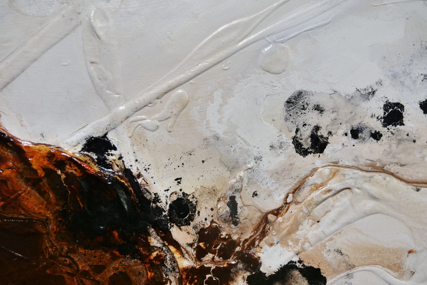 Ignition 190cm x 100cm White Rust Black Textured Abstract Painting (SOLD)