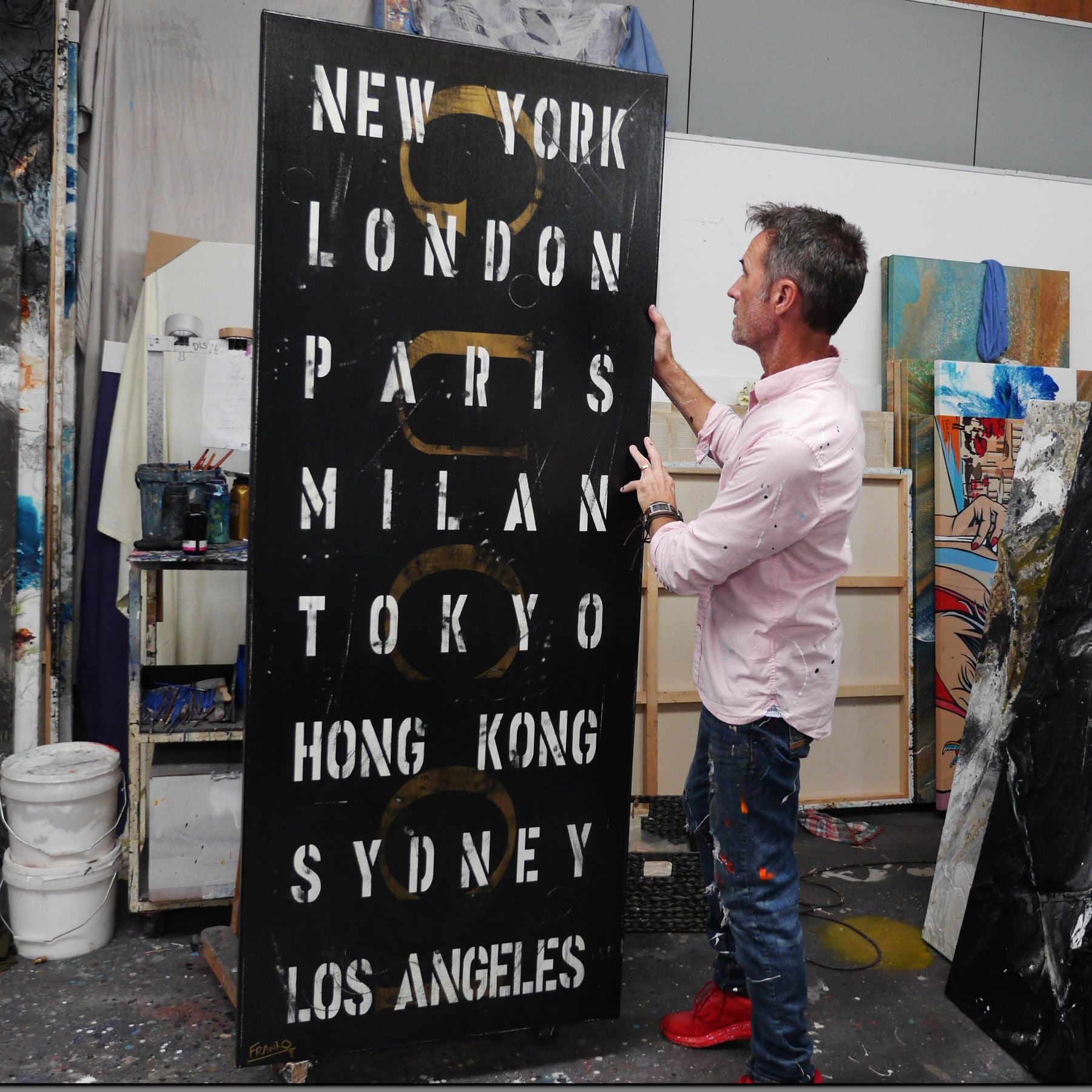 Big City Glam 200cm x 80cm Fashion Destination Roll Urban Pop Art Painting (SOLD)-Urban Pop Art-[Franko_Artist]-[The_Block]-[Dream_Homes]-[ideas]- [Grand_Designs]-Franklin Art Studio
