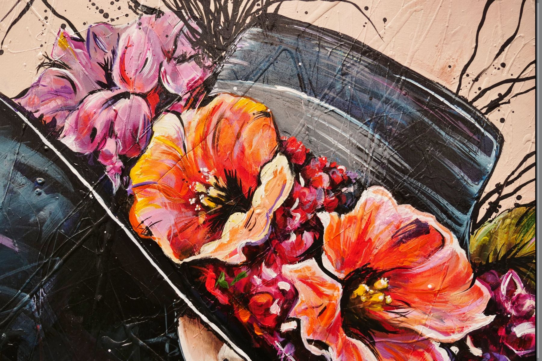Brittany 120cm x 100cm Flower Hat Abstract Elegance Textured Painting (SOLD)