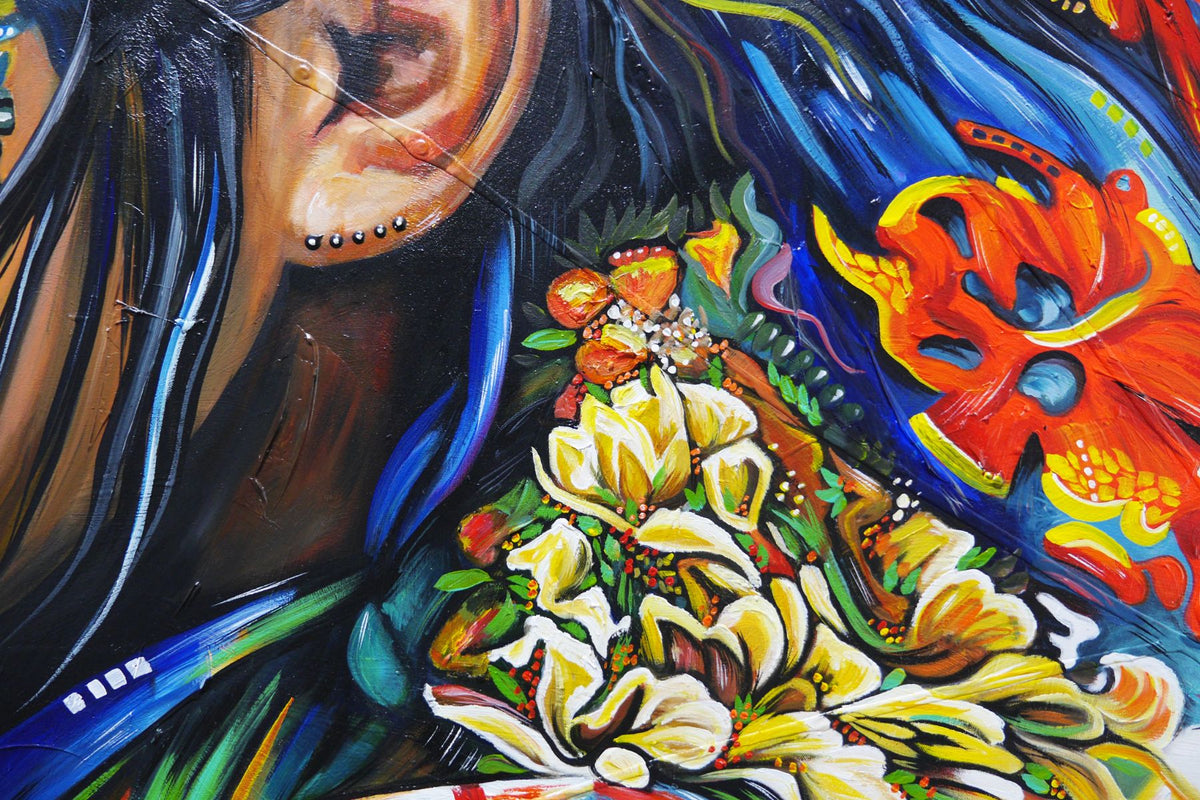 Isadora 240cm x 120cm FRAMED Geisha Abstract Realism Textured Acrylic Art