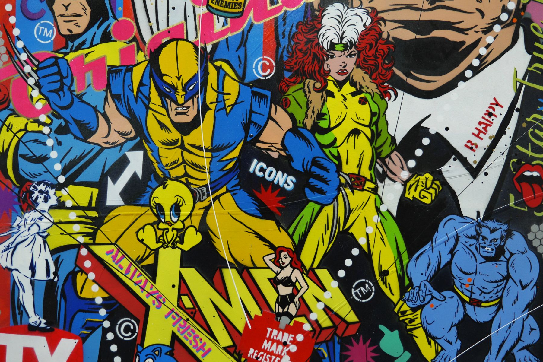 The Heat 100cm x 140cm Heroes Textured Urban Pop Art Painting (SOLD)
