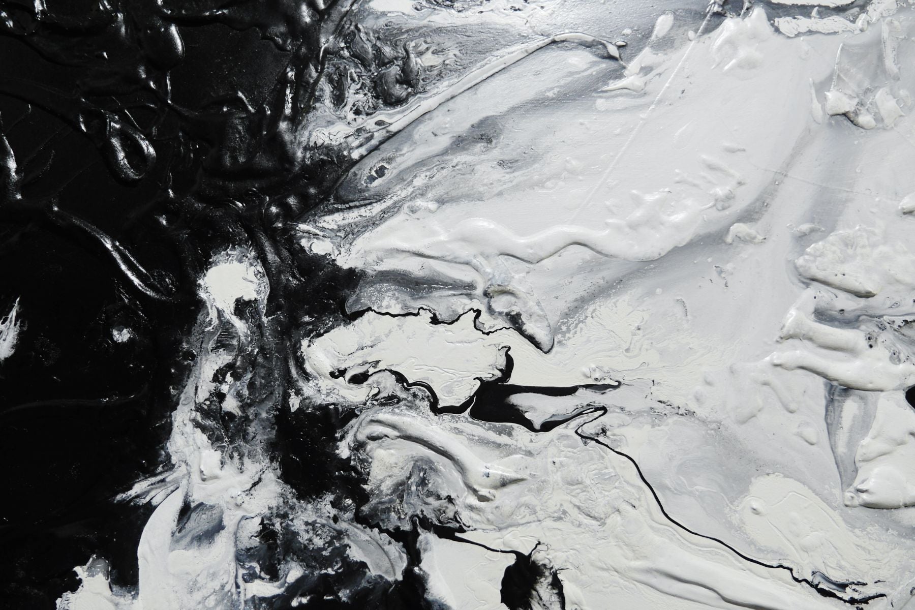 Iced Sambuca 240cm x 100cm Black and White Textured Abstract Painting
