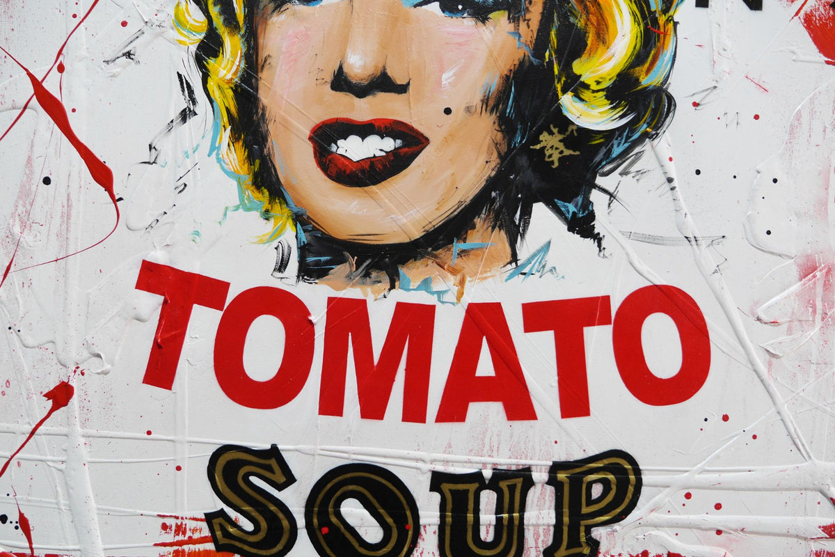 Tomato Marilyn Soup 140cm x 100cm Campbell's Soup Textured Urban Pop Art Painting (SOLD)