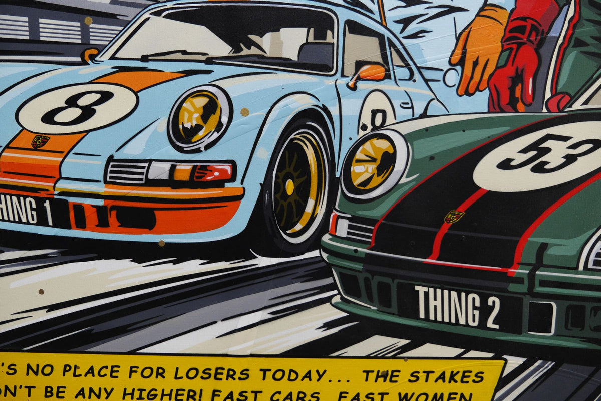 Fast Cars, Fast Women 200cm x 120cm Porsche Classic Pop Art Painting