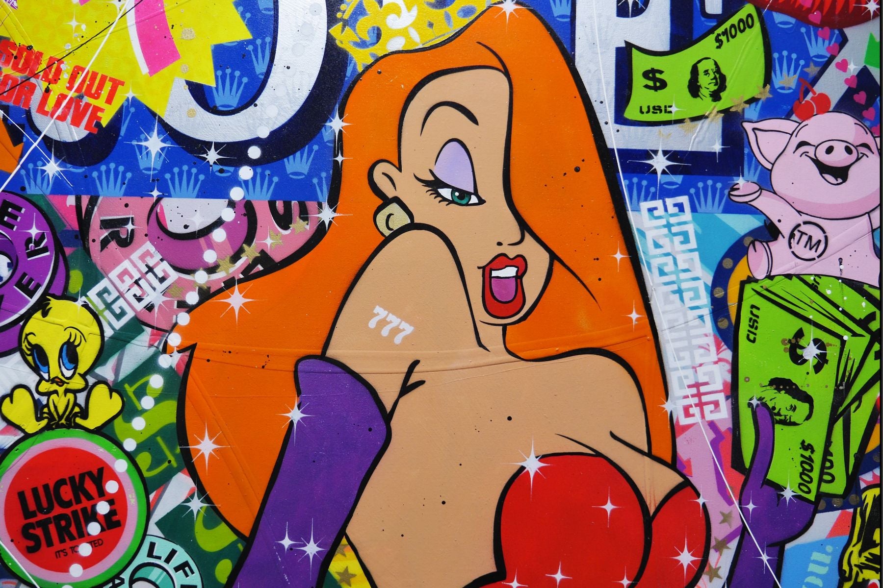 She's Loaded 100cm x 140cm Textured Urban Pop Art Painting