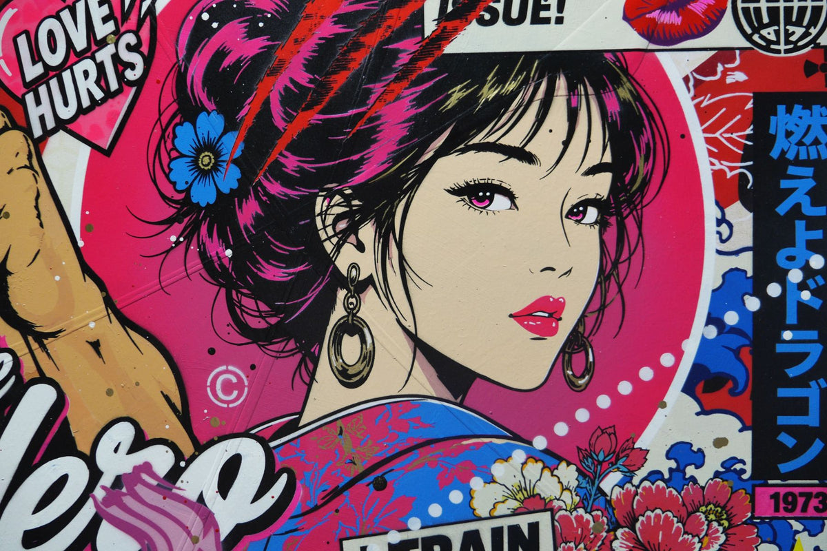 Tokyo Nights 190cm x 100cm Bruce Lee Textured Urban Pop Art Painting