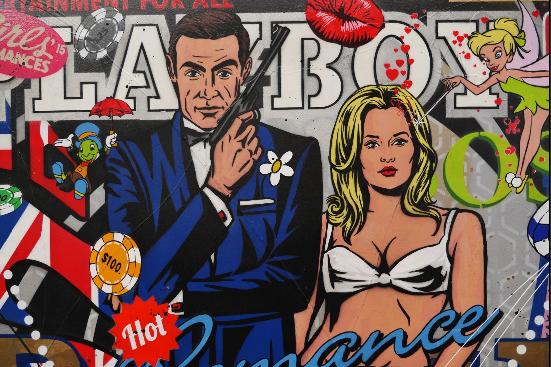James and Honey 120cm x 150cm James Bond Textured Urban Pop Art Painting (SOLD)