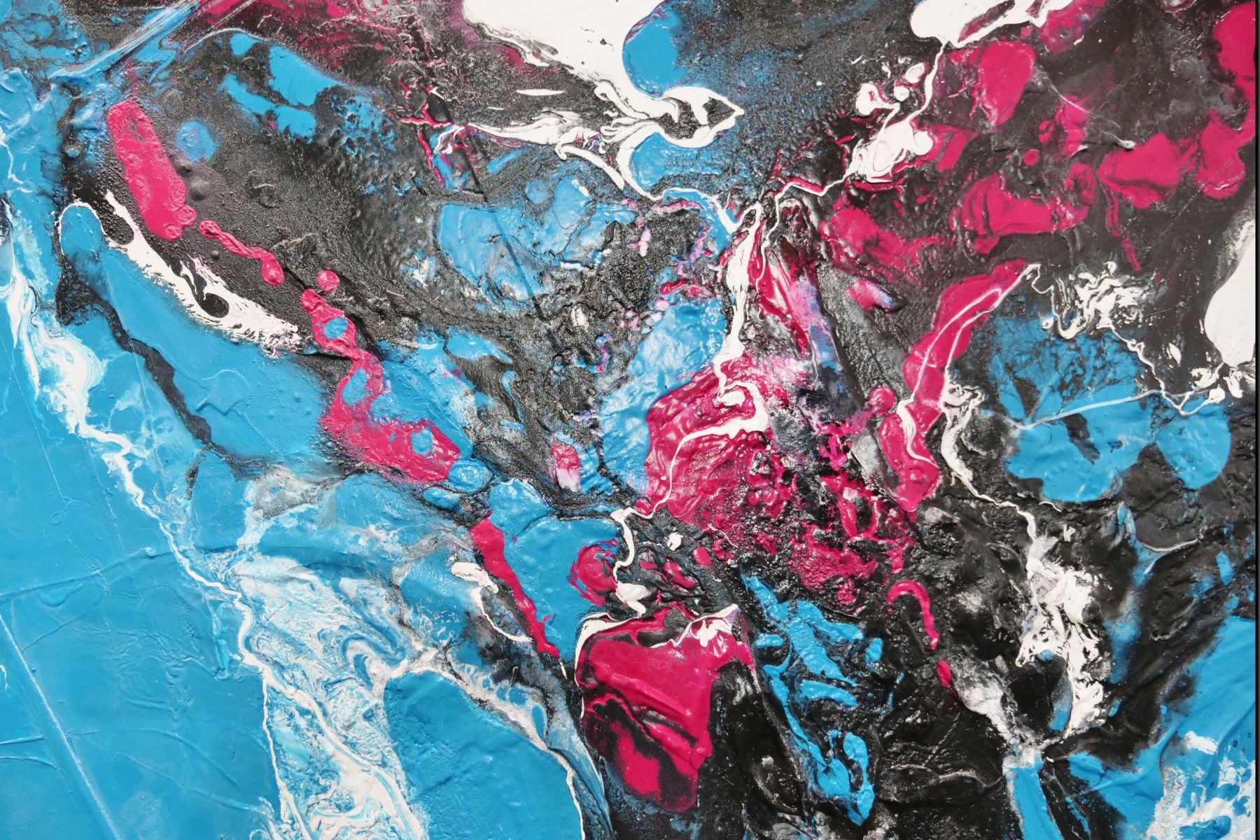 Teal Silk 200cm x 80cm Teal Magenta Textured Abstract Painting (SOLD)