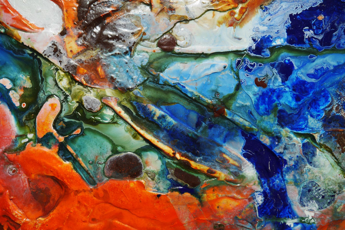 Ochre and Ocean 240cm x 100cm Oxide Blue Textured Abstract Painting