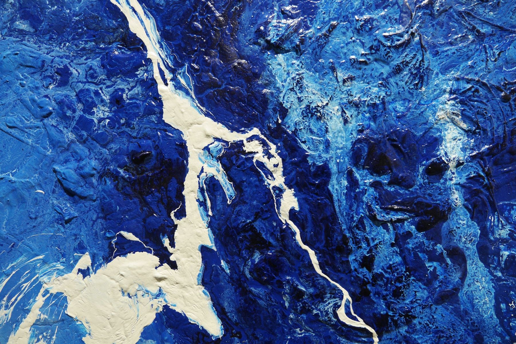 Blue Reflex 240cm x 100cm Textured Abstract Painting