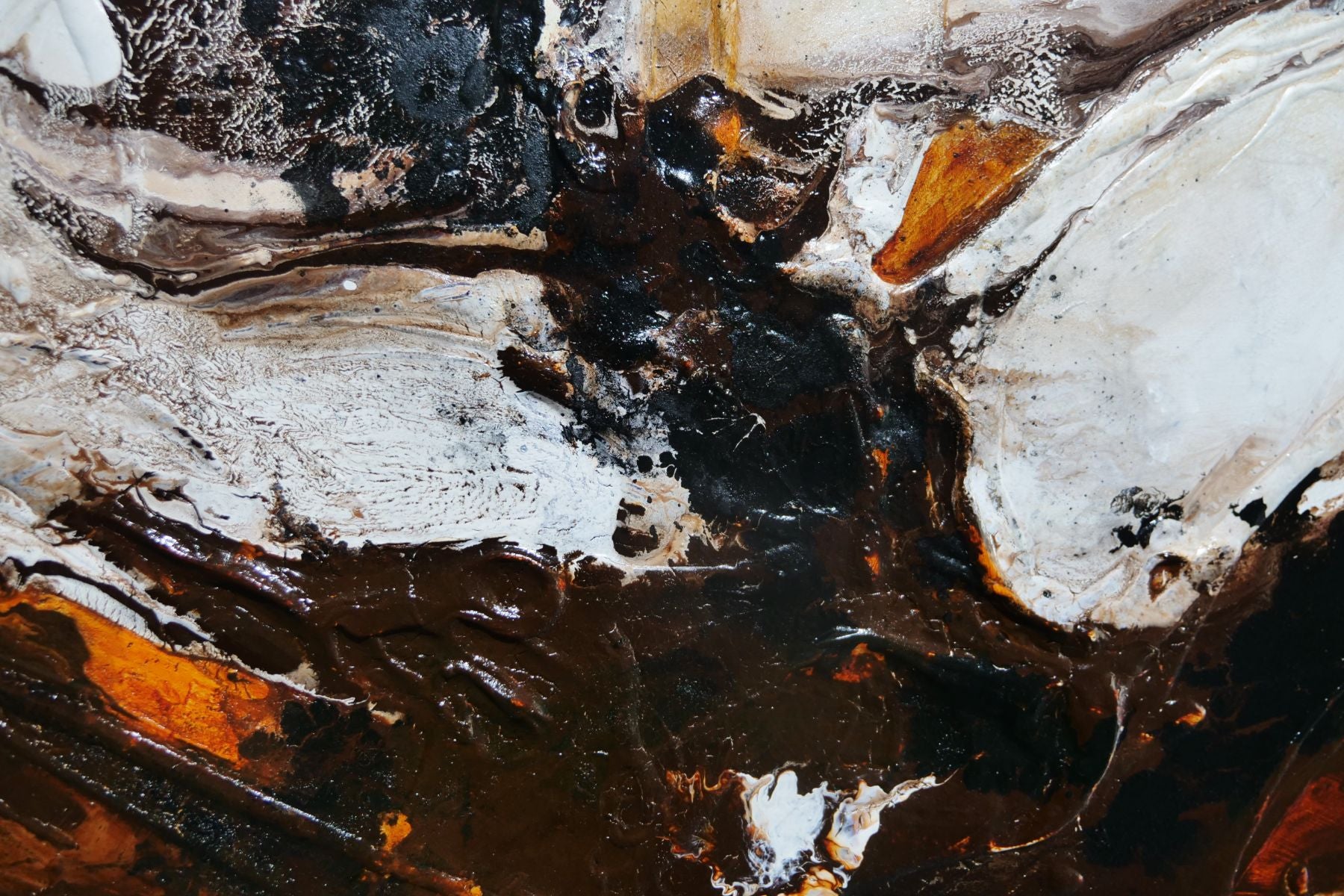 Ignition 190cm x 100cm White Rust Black Textured Abstract Painting (SOLD)