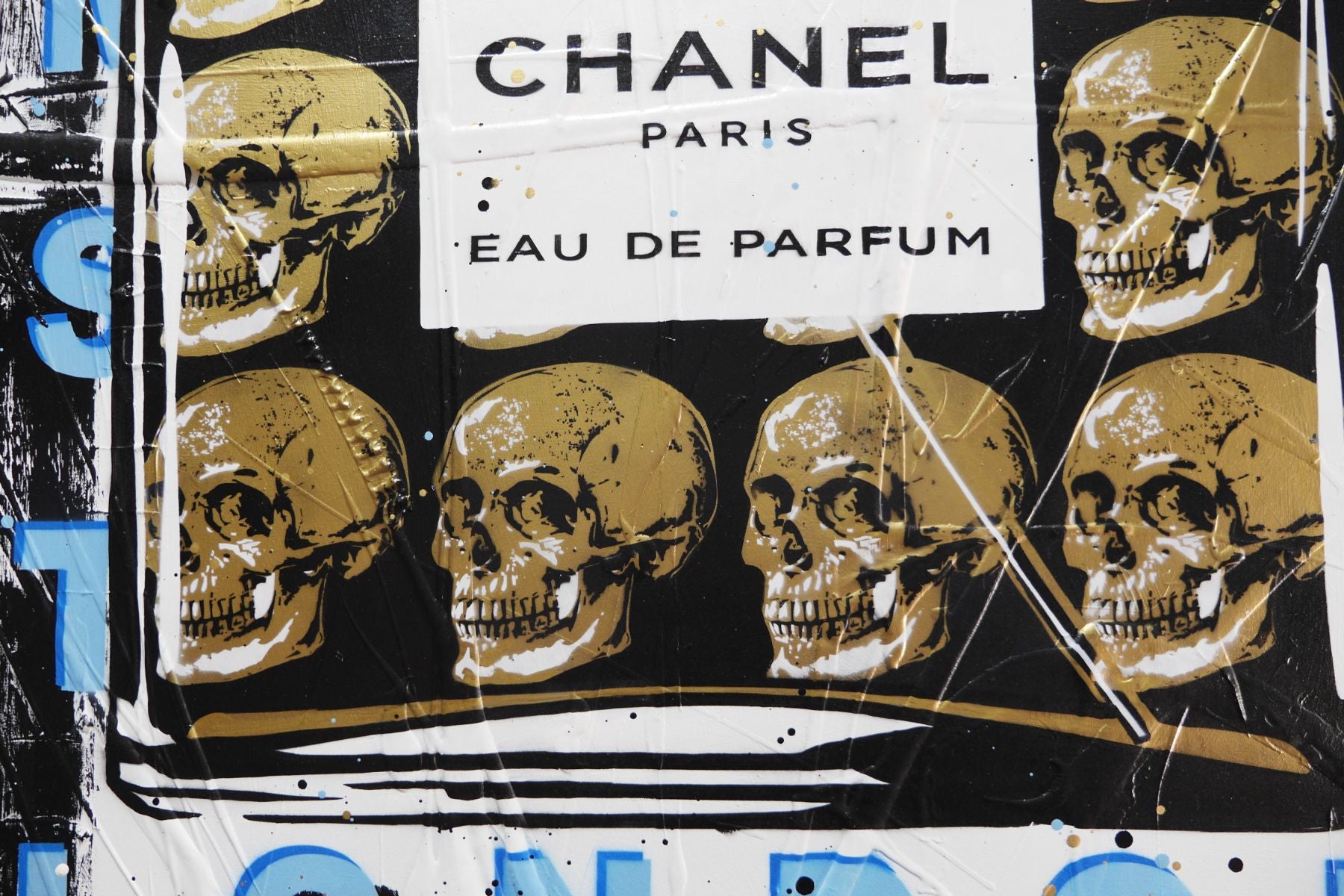 Fragrances and Skulls 140cm x 100cm Perfume Bottle Textured Urban Pop Art Painting