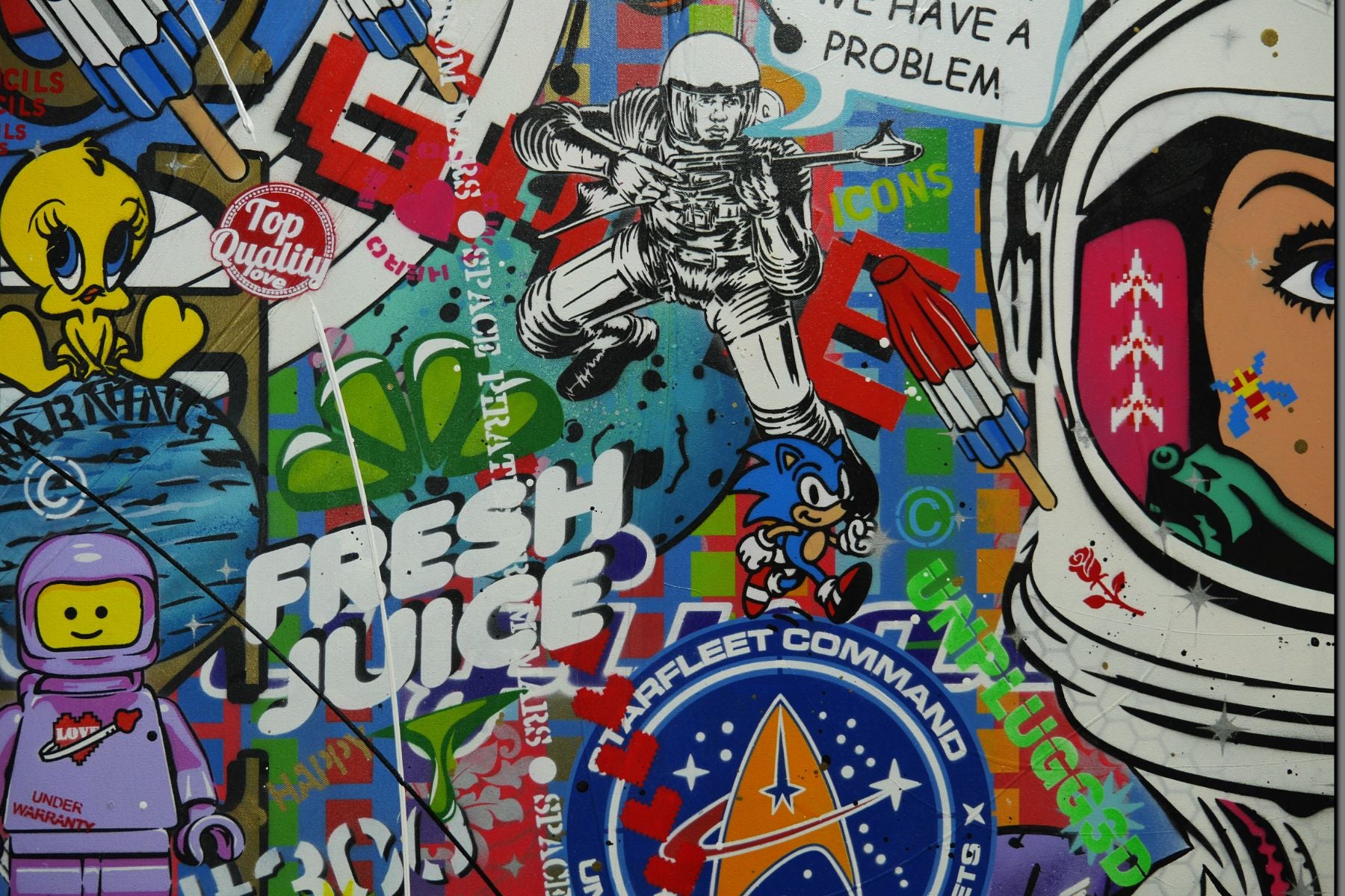 Space Viben 200cm x 120cm Space Cadet Textured Urban Pop Art Painting (SOLD)