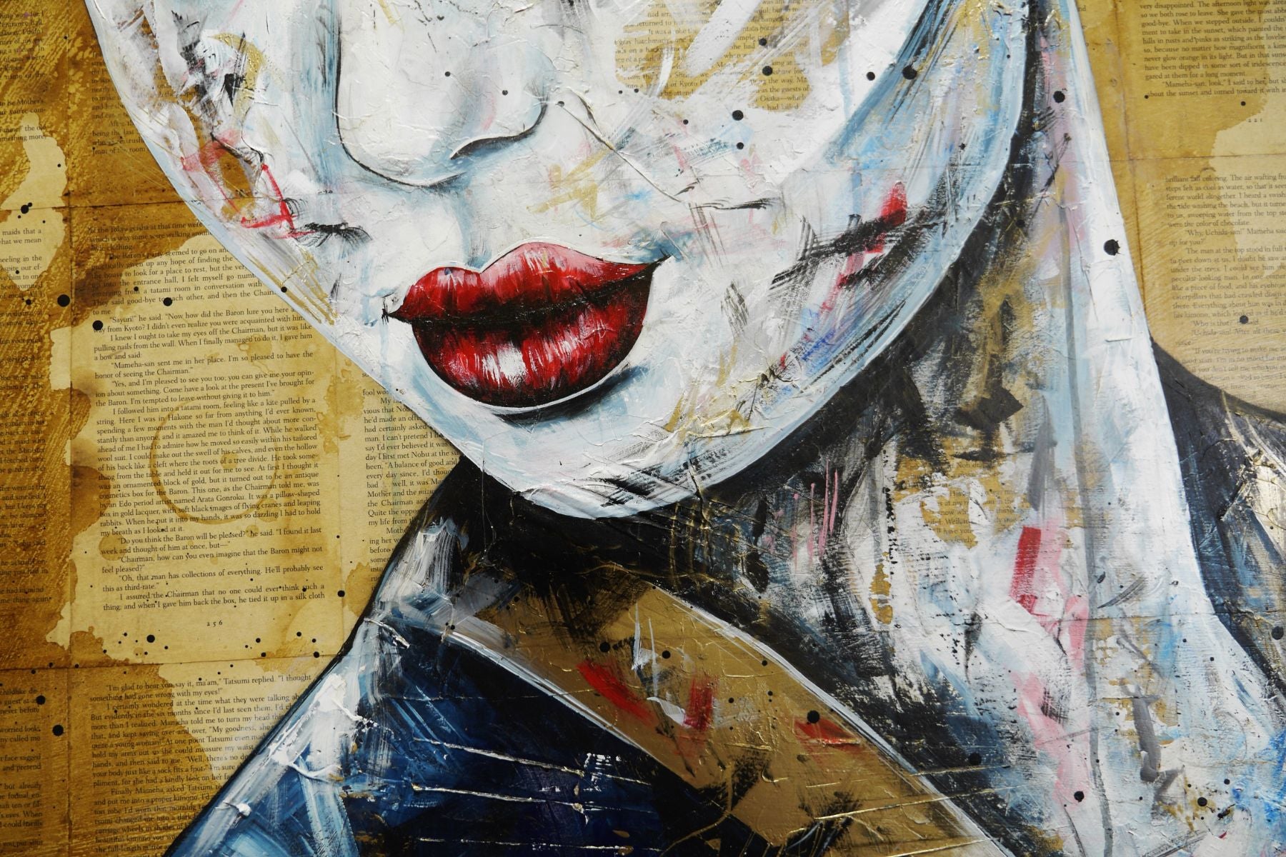 Aoki (Blue) 100cm x 140cm Geisha Book Club Painting (SOLD)
