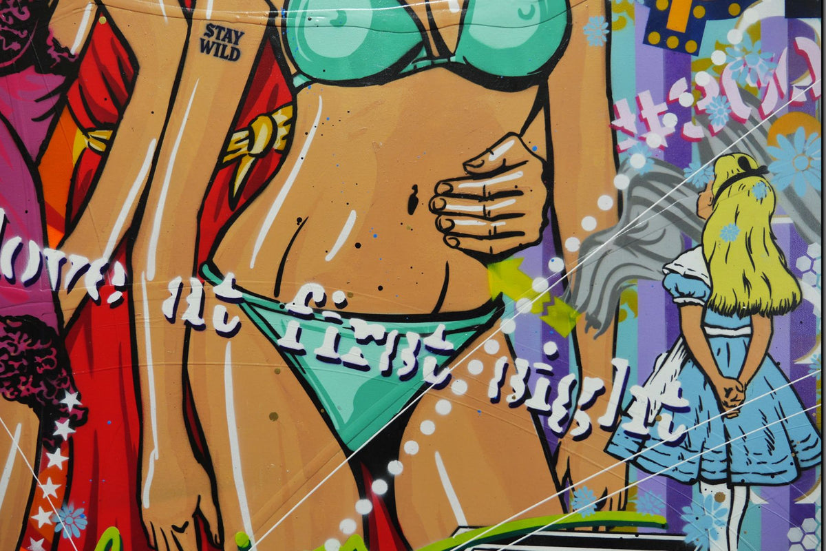 Playtime 120cm x 120cm Playboy Textured Urban Pop Art Painting