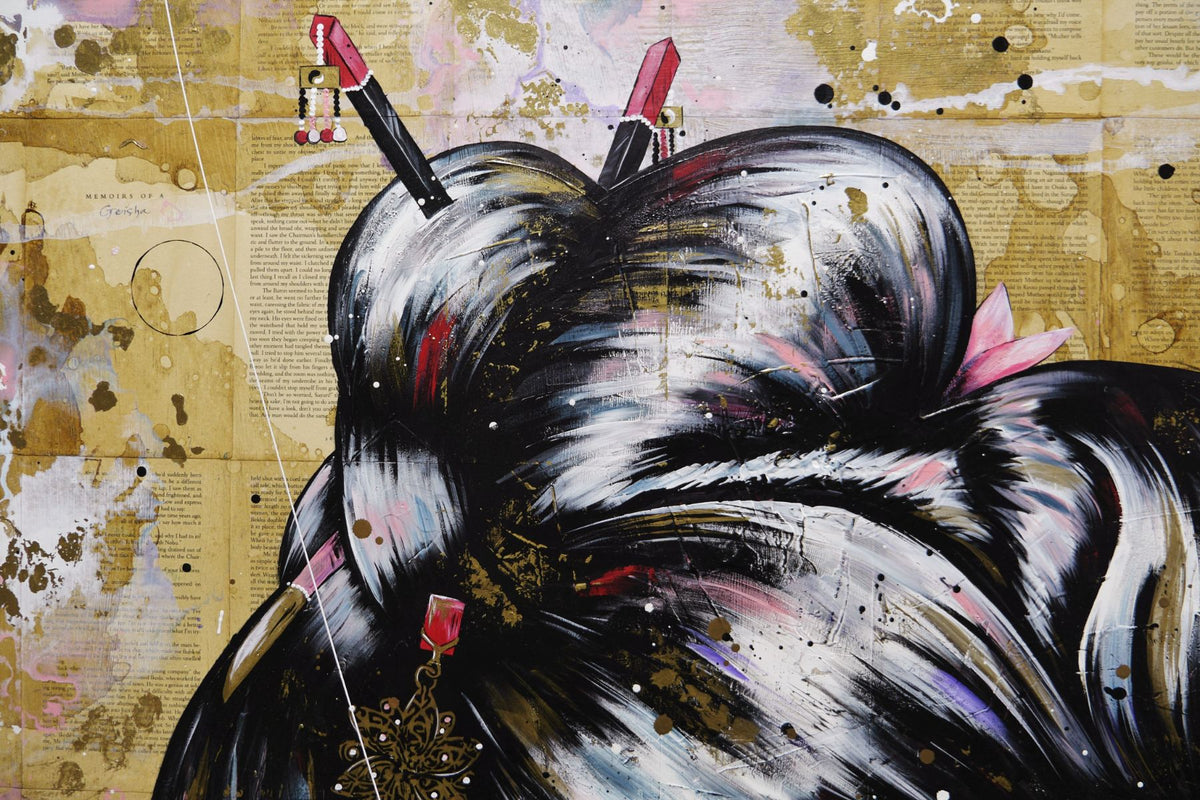 Murasaki 120cm x 120cm Geisha Abstract Realism Book Club Painting (SOLD)