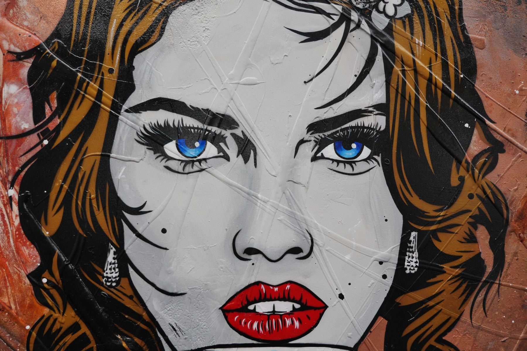 Ahhh! 140cm x 100cm Coffee Girl Textured Urban Pop Art Painting (SOLD)