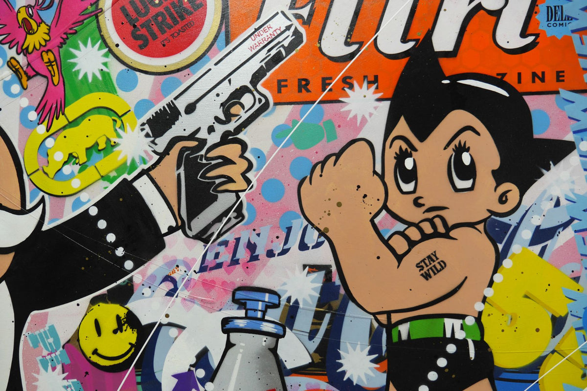 On The Run 190cm x 100cm Monopoly Man Textured Urban Pop Art Painting
