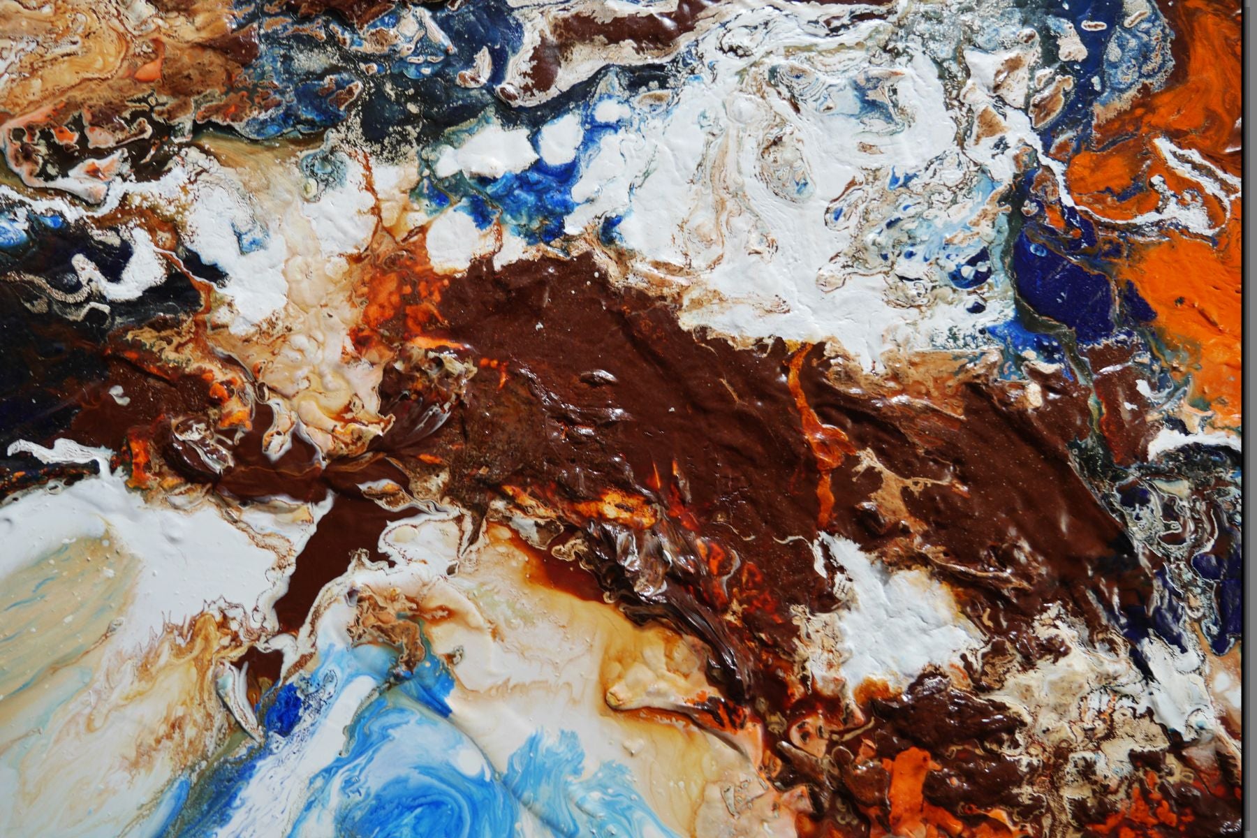 Raw Coast 240cm x 100cm White Rust Cobalt Textured Abstract Painting (SOLD)