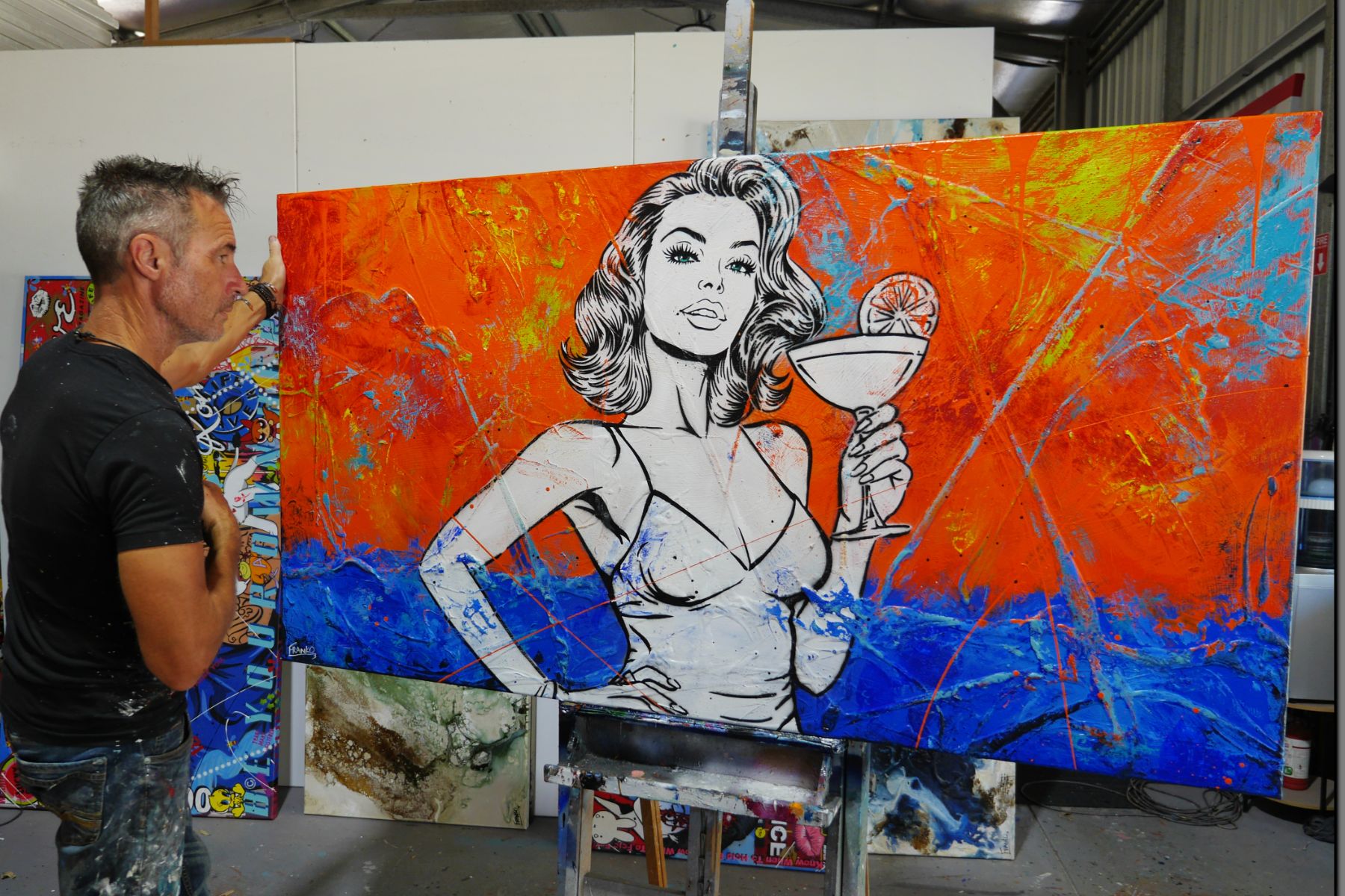 Salud!!! 190cm x 100cm Cocktails Textured Urban Pop Art Painting