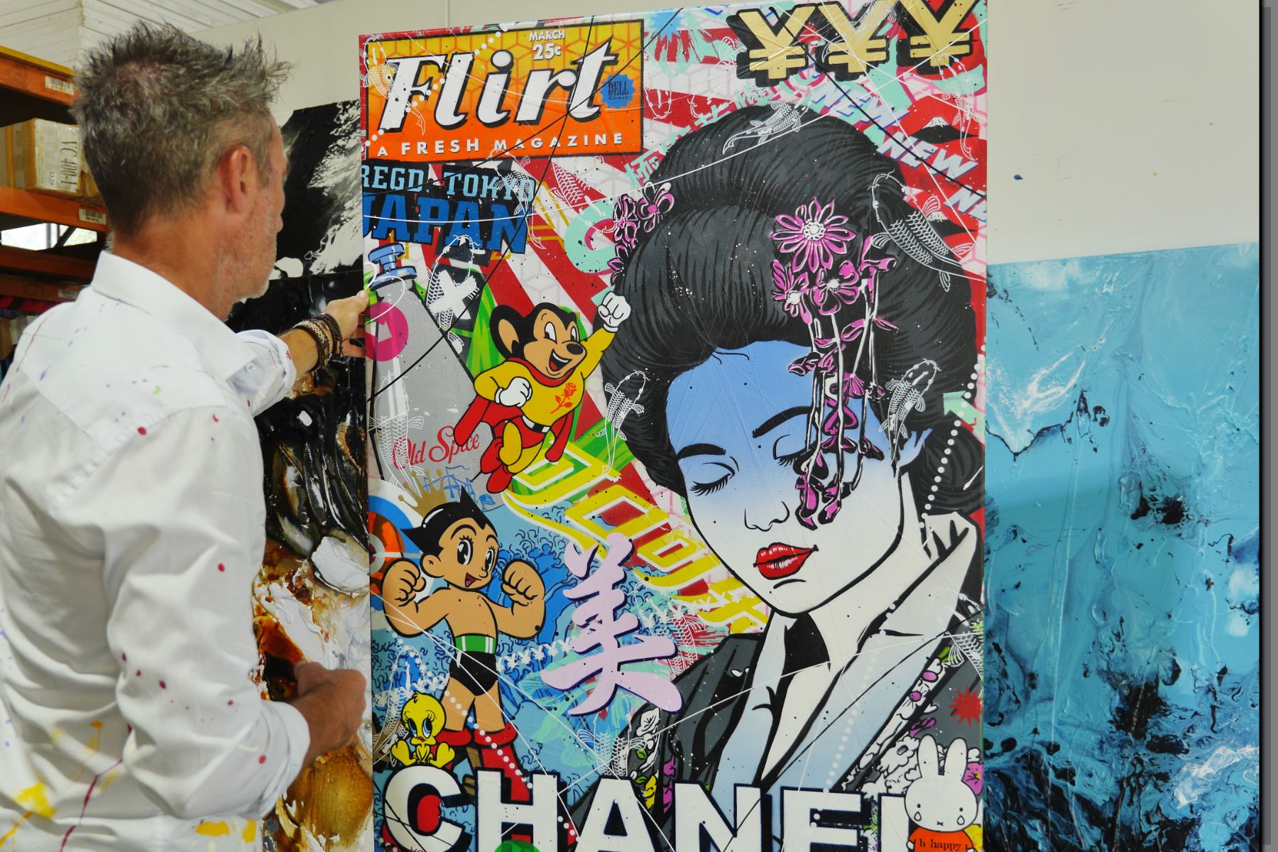Tokyo Bound 100cm x 140cm Geisha Textured Urban Pop Art Painting (SOLD)