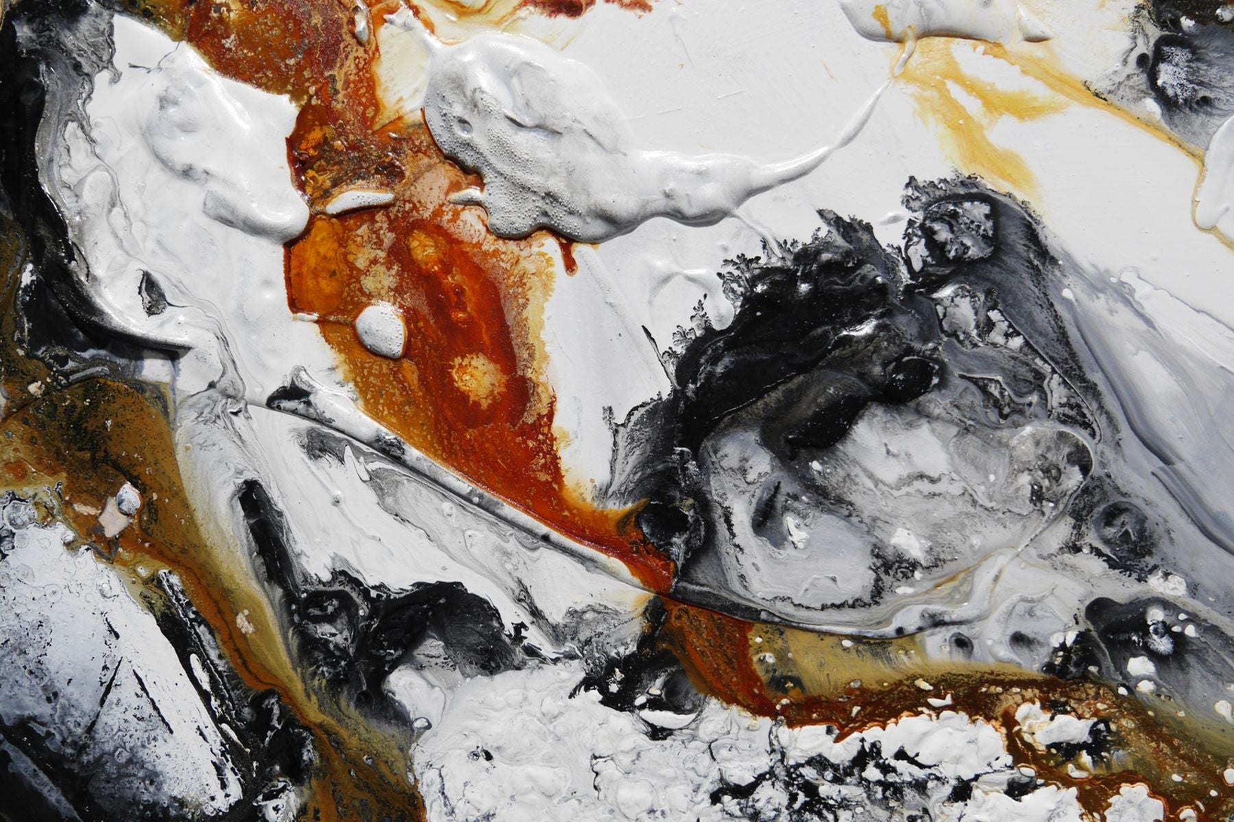 Attainment 160cm x 100cm White Rust Black Textured Abstract Painting