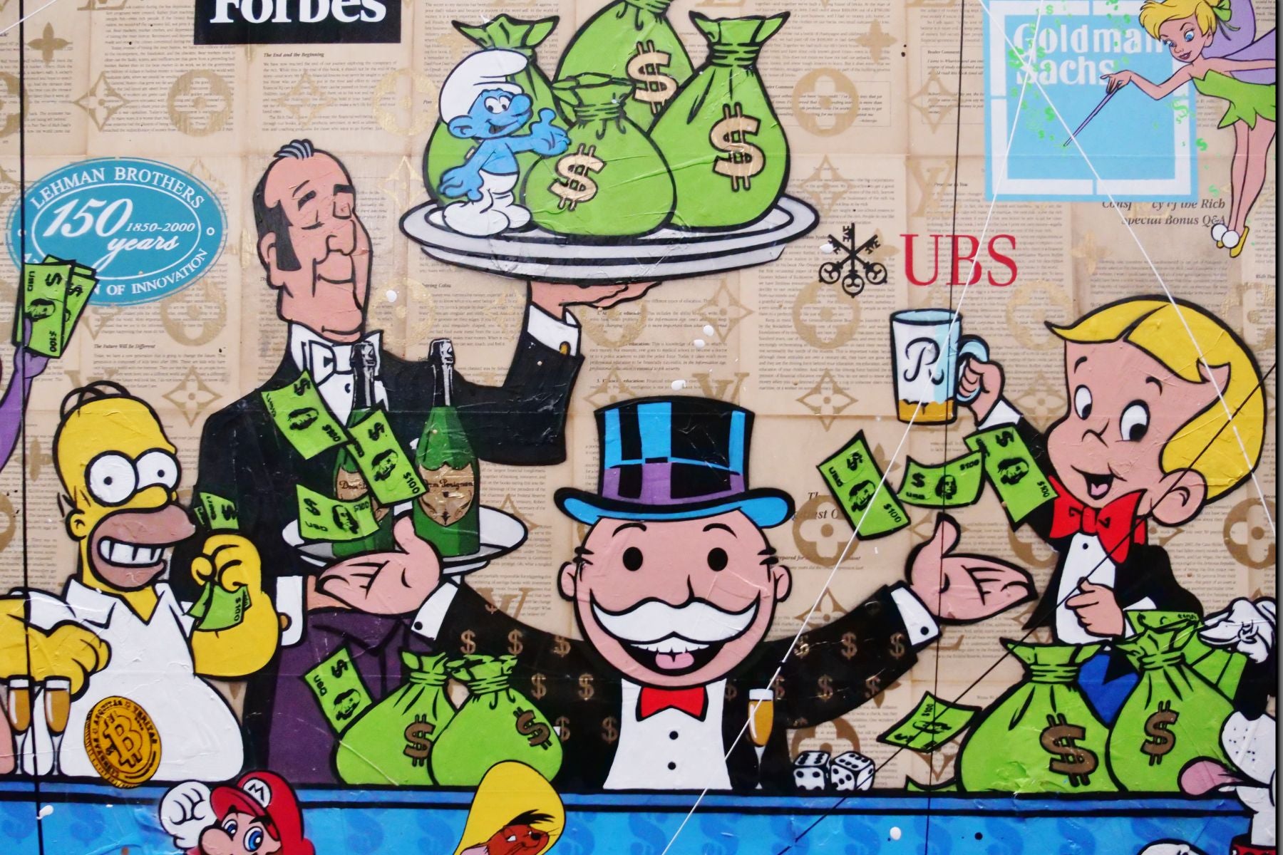 The Money Machine 240cm x 120cm Money Last Supper Urban Pop Book Club Painting (SOLD)