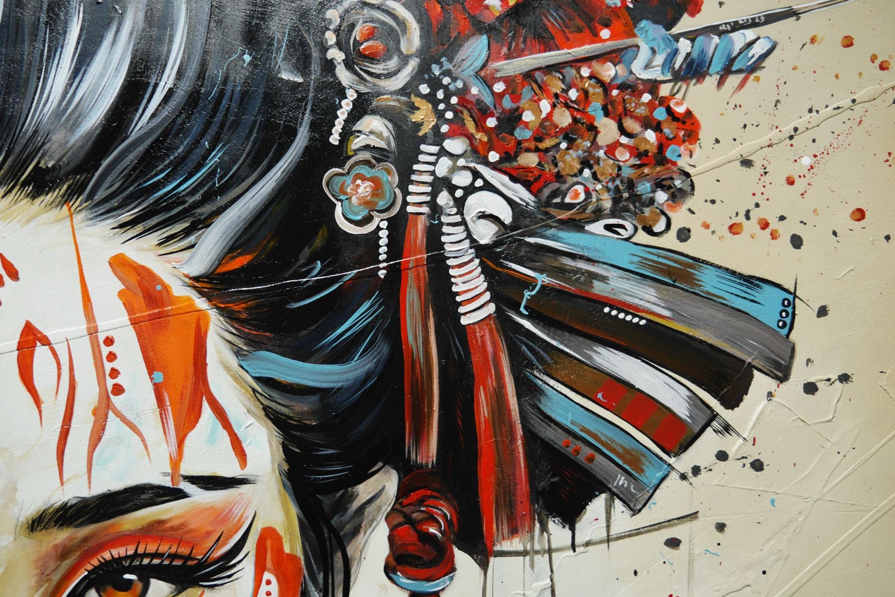 Takeru (Fierce) 200cm x 120cm FRAME INC Geisha Abstract Realism Textured Painting