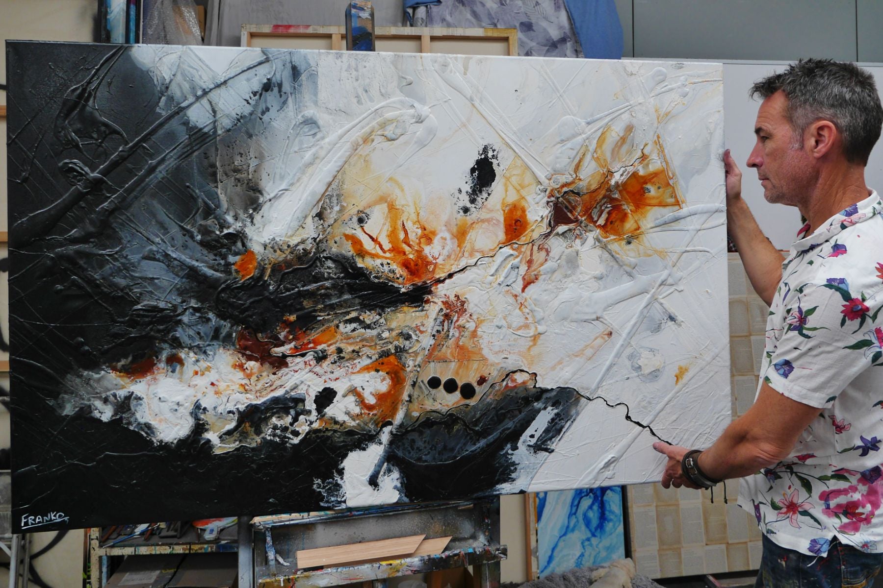 Rust and Slate 160cm x 100cm Rustic Textured Abstract Painting (SOLD)-Abstract-[Franko_Artist]-[The_Block]-[Dream_Homes]-[ideas]- [Grand_Designs]-Franklin Art Studio