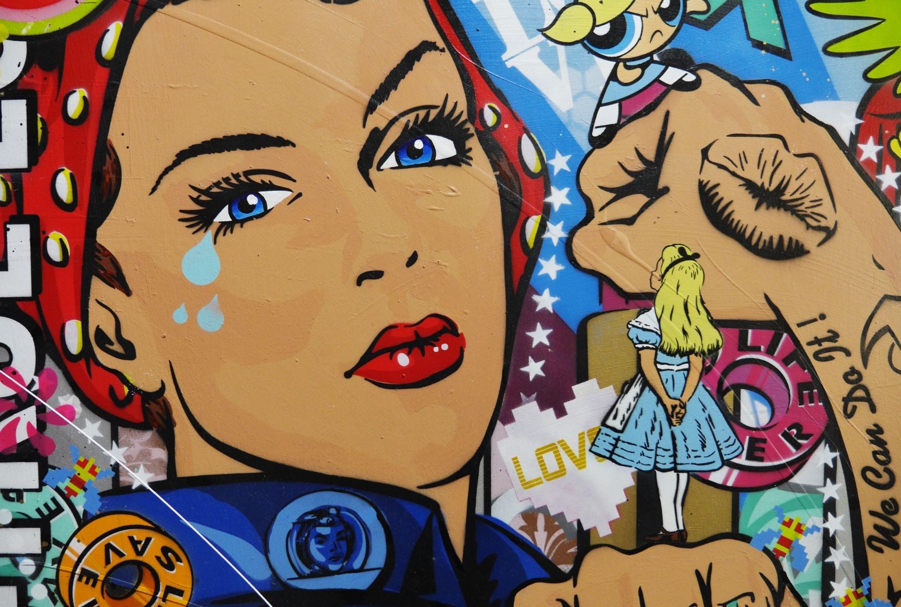 Rebel Rosie 190cm x 100cm Rosie The Riveter Textured Urban Pop Art Painting (SOLD)