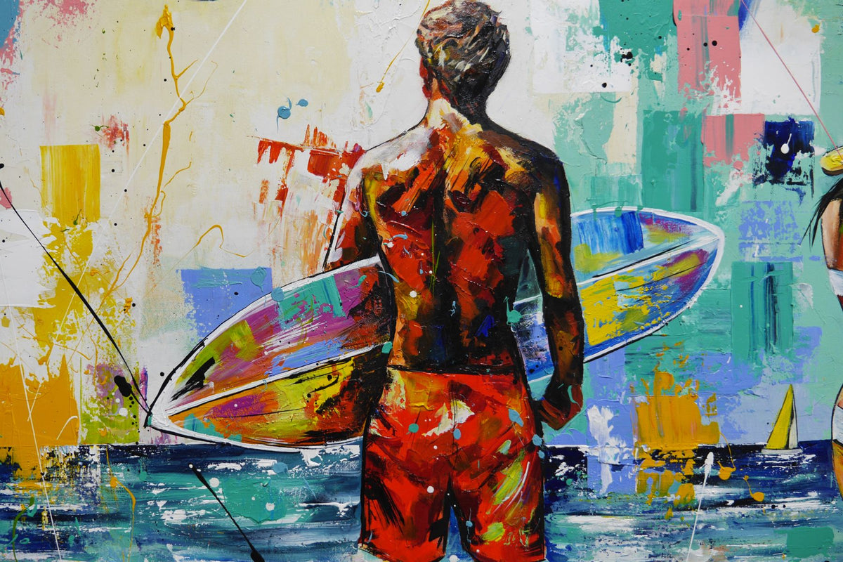 Summer 190cm x 100cm Surfing Textured Abstract Realism Painting