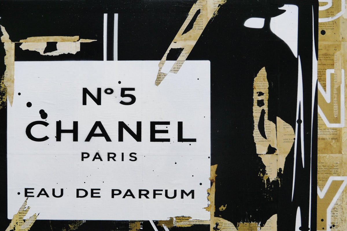 Destructured Elegance 140cm x 100cm Perfume Book Pages Urban Pop Art Painting