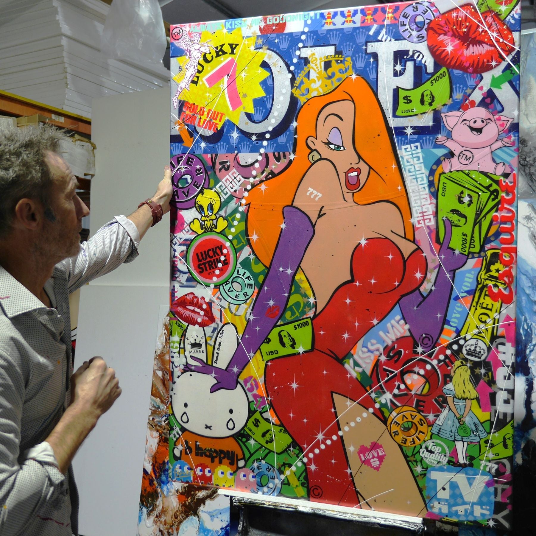 She's Loaded 100cm x 140cm Textured Urban Pop Art Painting