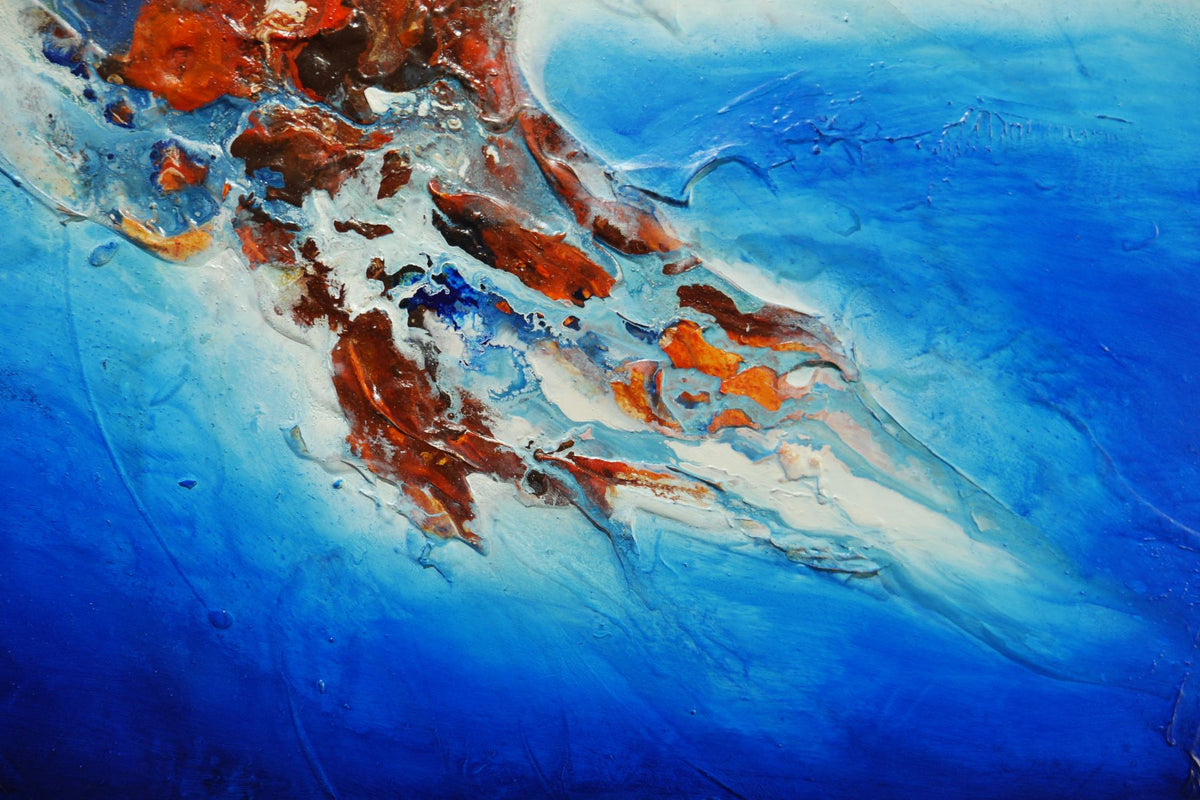 Ochre and Ocean 240cm x 100cm Oxide Blue Textured Abstract Painting