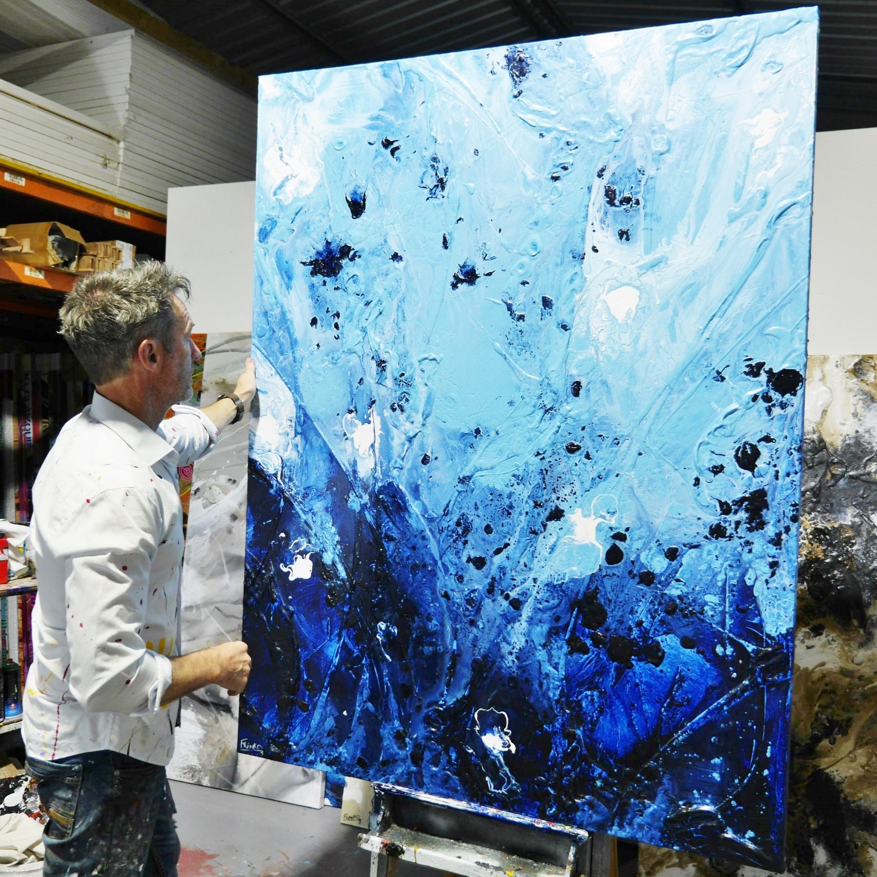 Purified 140cm x 180cm Blue Textured Abstract Painting (SOLD)-Abstract-[Franko_Artist]-[The_Block]-[Dream_Homes]-[ideas]- [Grand_Designs]-Franklin Art Studio
