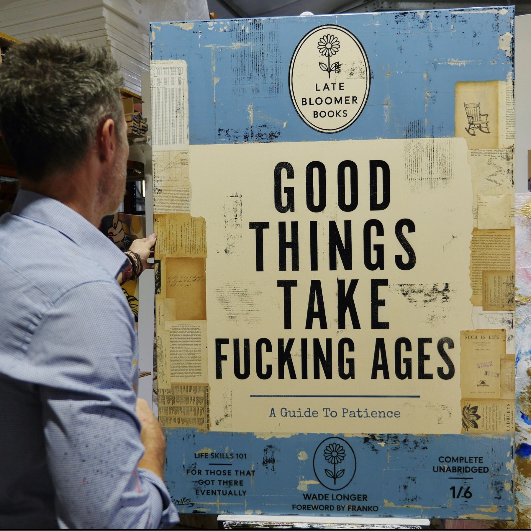 Late Bloomer Life Skills 31 100cm x 140cm Urban Pop Book Club Painting